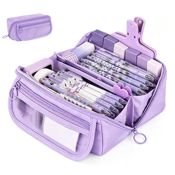 Pencil Case Large Capacity Pencil Pouch for Organisation Zipper Pencil Bag Back to School Supplies - Black