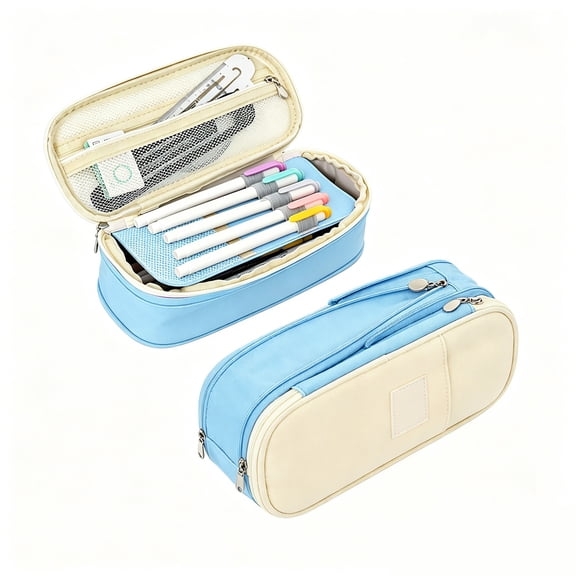 Pencil Case with Zipper Large Capacity Stationery Bag Student Pencil Pouch
