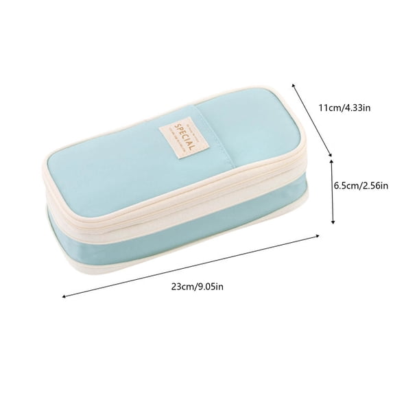 Pencil Case Large Capacity Storage Stationery Bag Double Window Expandable Nylon Cloth Durable Zipper Washable Travel Makeup Organizer Multifunctional Portable