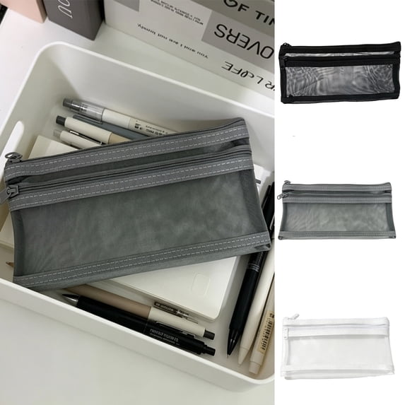 Pencil Case, Large Capacity Zipper Stationery Pouch for Office and Daily Carry, Black