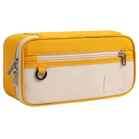 Pencil Case, Large Capacity Zipper Stationery Storage Pouch, Color Block Portable Writing Utensil Organizer Bag, Multi-Pocket Office Supply Carry Bag, Foldable Portable Storage Pouch