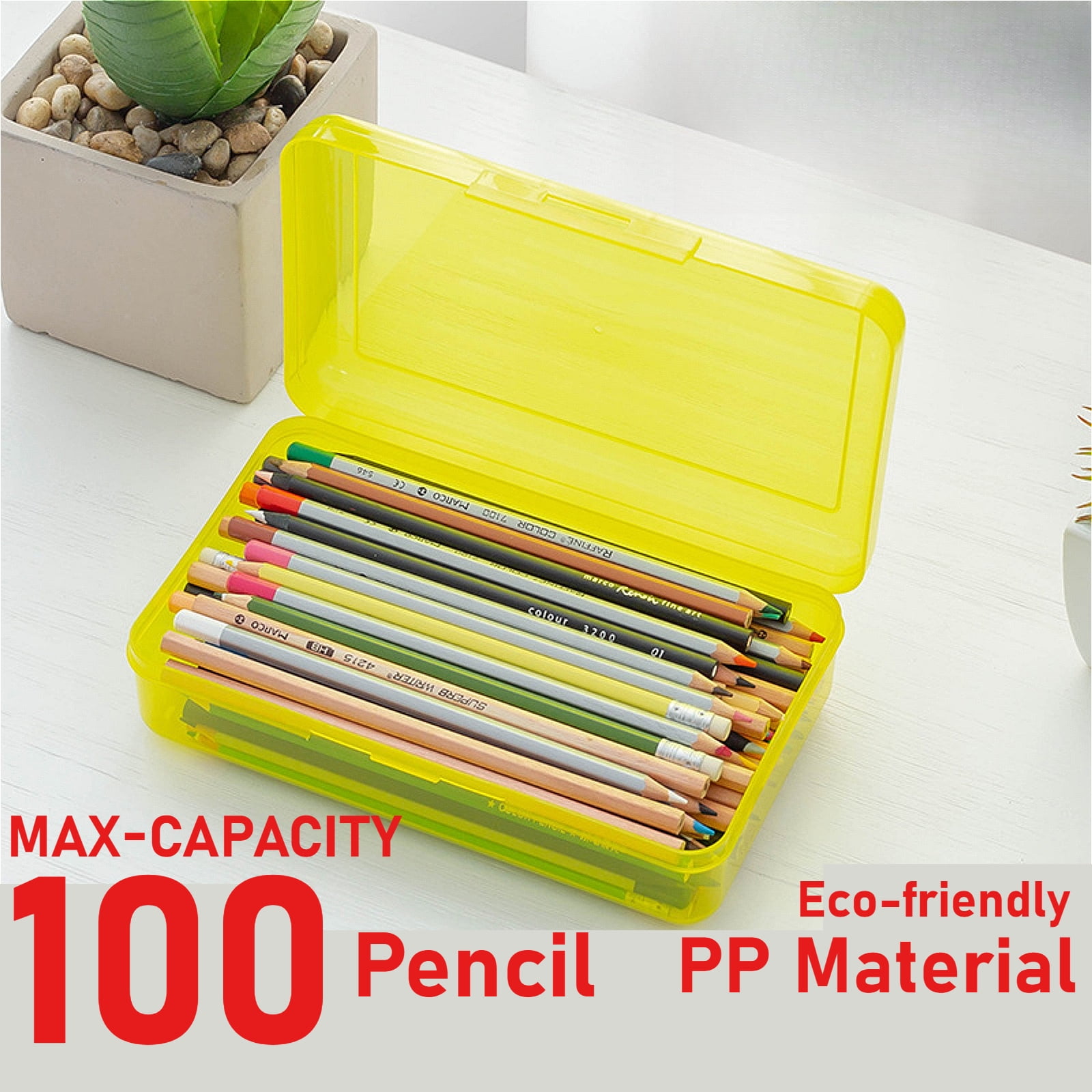Pencil Case, Large Hard Pencil Box Bulk, Clear Crayon Box Marker Pen ...
