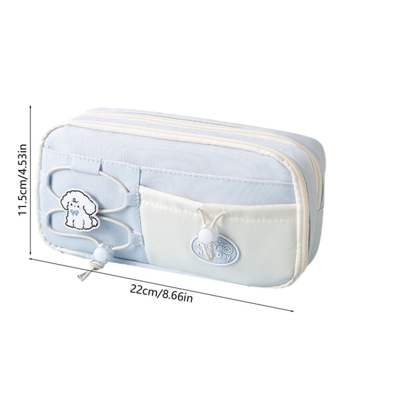 Pencil Case Multi-layer Large Capacity Zipper Pen Bag Storage Pouch Organizer Holder Box for Office Supplies & Travel, Blue