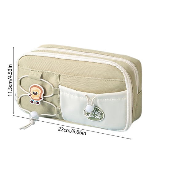 Pencil Case Multi-layer Large Capacity Zipper Pen Bag Storage Pouch Organizer Holder Box for Office Supplies & Travel, Green