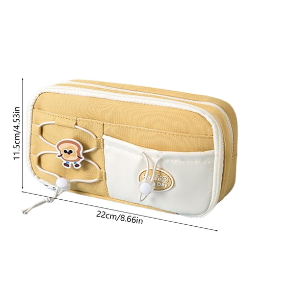 Pencil Case Multi-layer Large Capacity Zipper Pen Bag Storage Pouch Organizer Holder Box for Office Supplies & Travel, Yellow