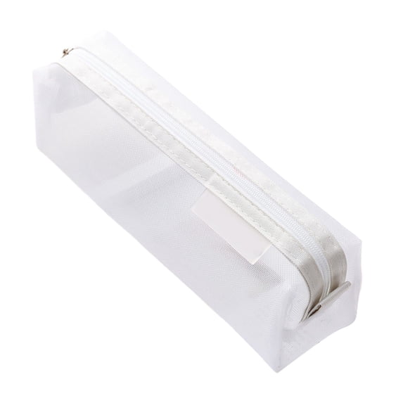 Pencil Case Pencil Bag Big Capacity, Portable Pen Case Office Stationery Makeup Bag, Translucent Pencil Pouch Durable Lightweight Versatile Stationary Case Holder, 1Pc, Multicolor(White,8x2.3x2.5")