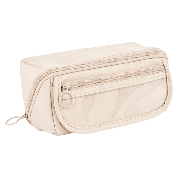 Pencil Case Pencil Bags With Smooth Zipper Cute Pencil Case Multifunctional Pouch Large Capacity Pure Color Pen Bag Aesthetic Pencil Bag For Women Fashion Pencil Case Beige