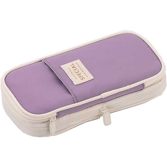 Pencil Case Cute Pencil Pouch for Girls Big Capacity Pen Bag Box, Kawaii Aesthetic College School Supplies for Student Teen Adults Preppy, Purple