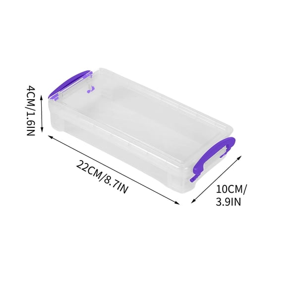 Pencil Case Plastic Box Thickened Transparent Double Ear Buckle Tool Storage Box 22*10*4cm Pencil Case with Supplies for Art Stationery Organization