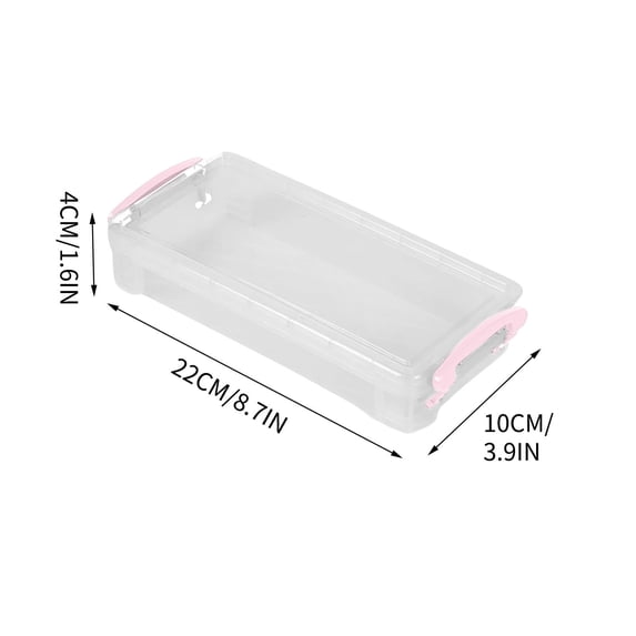 Pencil Case Plastic Box Thickened Transparent Double Ear Buckle Tool Storage Box 22*10*4cm Pencil Case with Supplies for Art Stationery Organization