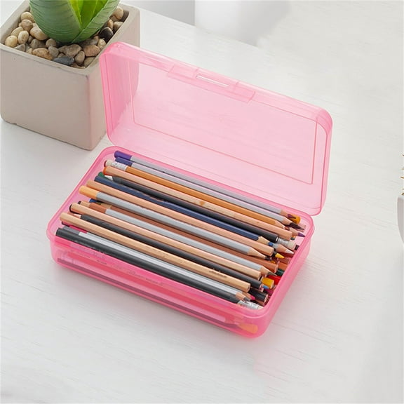 Pencil Case, Plastic Pencil Box Large Capacity Pencil Boxes Clear Boxes With Snap-tight Lid Stackable Design And Stylish Office Supplies Storage Organizer Box