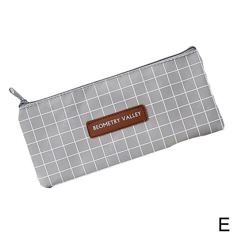Pencil Case Student Plaid Square Pencil Bag Large Capacity Canvas Pencil Case