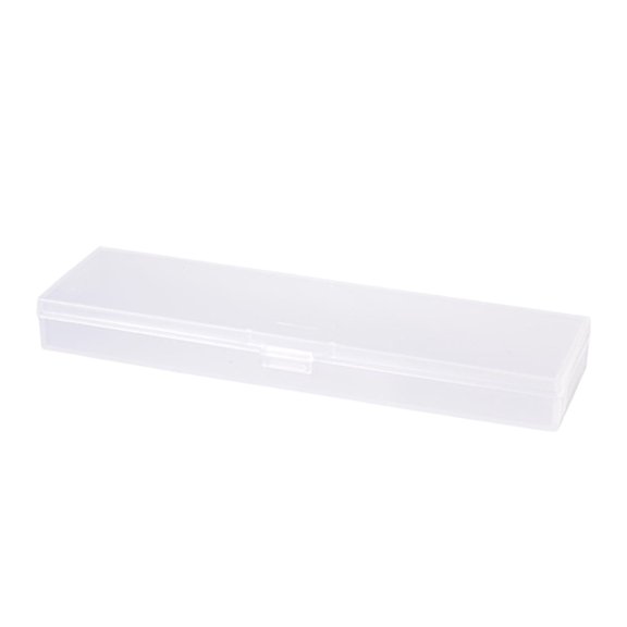 Pencil Case Translucent Frosted Stationery Box with Press Buckle, 19.5x6.5x2.5cm, for University Office Travel