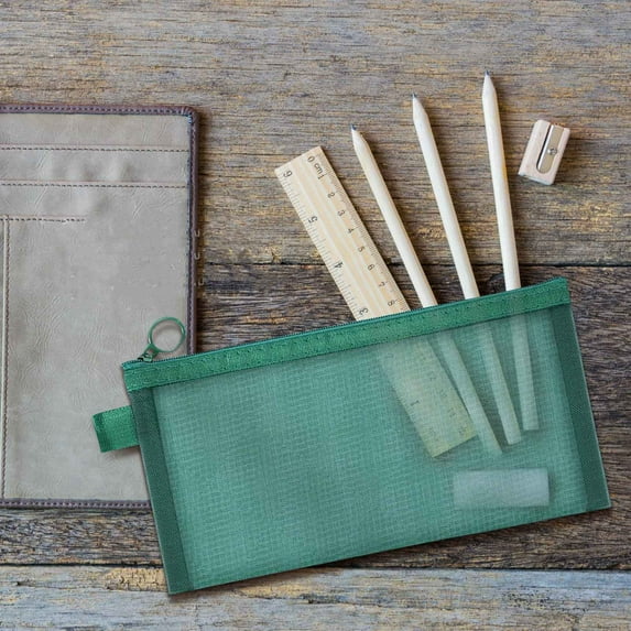 Pencil Case, Transparent Pencil Pouch, Large Capacity Nylon Mesh Zipper Bag for Stationery and Cosmetics, Durable Wear-Resistant Material, Portable 24x18.5cm Storage Organizer