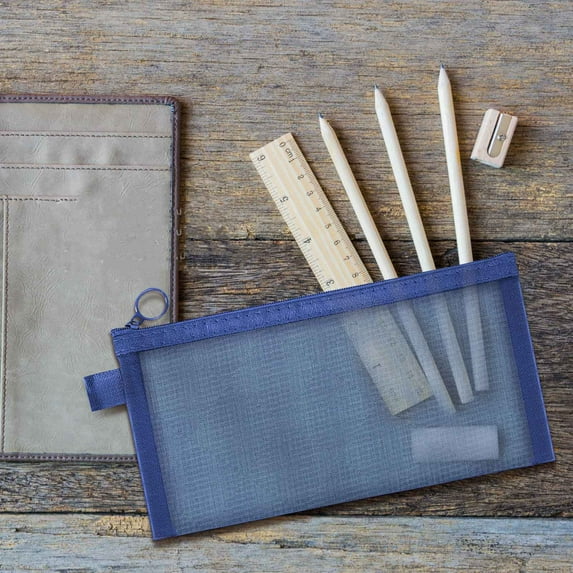 Pencil Case, Transparent Pencil Pouch, Large Capacity Nylon Mesh Zipper Bag for Stationery and Cosmetics, Durable Wear-Resistant Material, Portable 24x18.5cm Storage Organizer