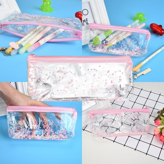 Pencil Case Transparent Sequins Quicksand Oil Stationery Bag