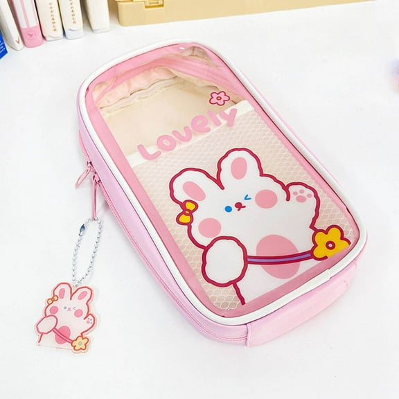 Pencil Case Under $5 Cute Multifunction Pencil Case, Big Capacity Transparent Waterproof Pencil Pouch with Zipper Pulls for Students Organization