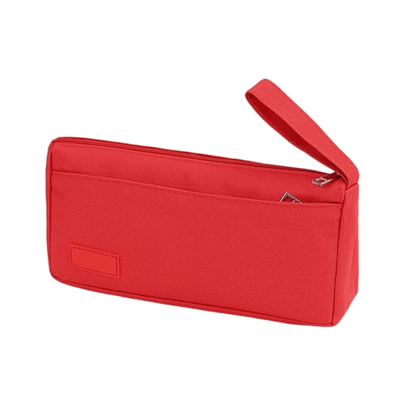 Pencil Case, Waterproof Dirt Resistant Large Capacity 2 Compartments Zippered Stationery Bag for Students Office Travel and Daily Organization Needs, Red