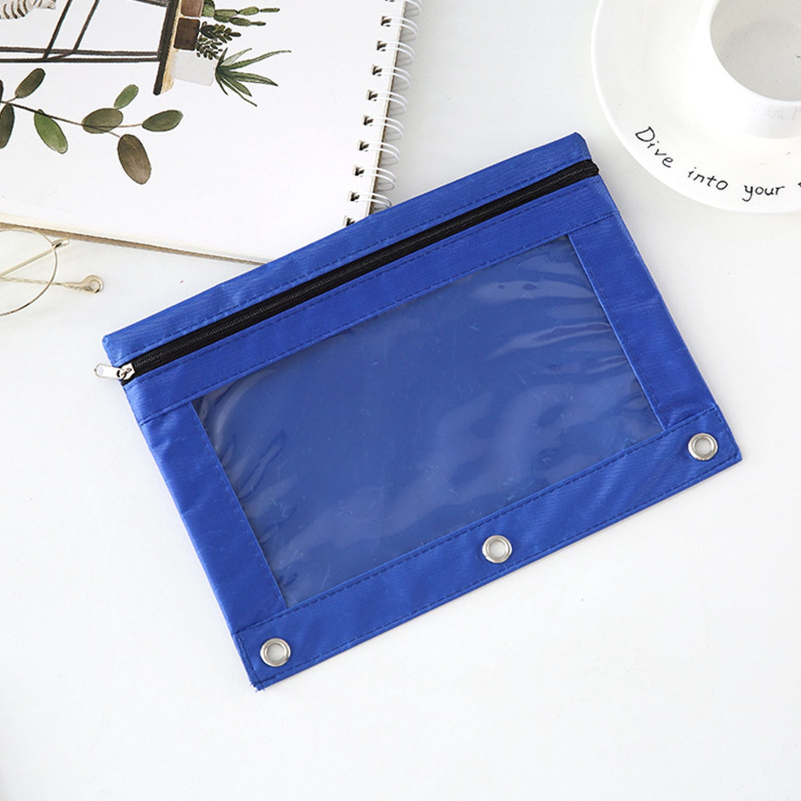 Pencil Case With Transparent Window Stationery Bag Binder Classroom