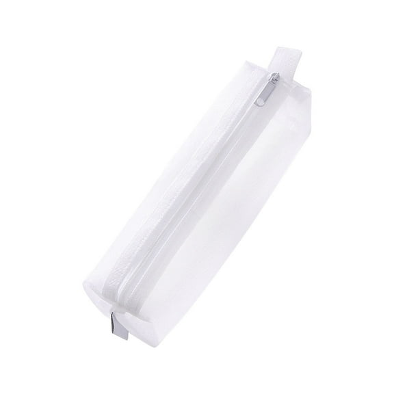 Pencil Case, Xshuai Transparent Mesh Large Capacity Pencil Box, Dacron Zipper Student Universal Stationery Organizer Portable Makeup Brush Case, White