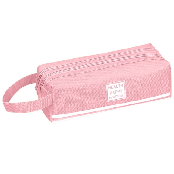 Pencil Case Zipper Pouch, Learning Supplies Organizer, Reusable Portable Durable Pencil Case, Large Capacity, With 2 Compartments, For Academic gear & Makeup, 1Pc, Multicolor(Pink,7.8x3x2.9")
