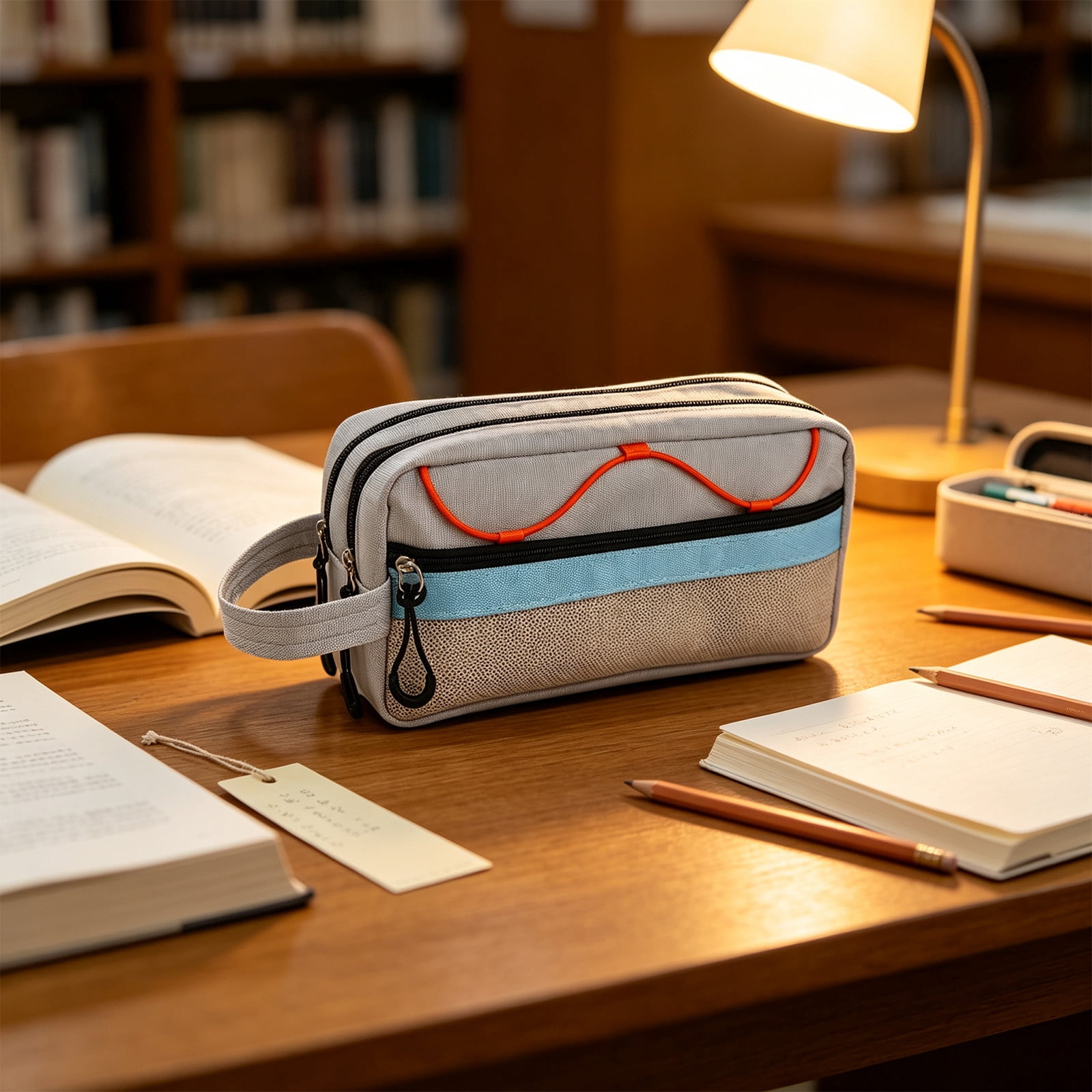 Pencil Case with Large Capacity, 5.9 x 4.7 x 1.2 in, Oxford Cloth Build ...