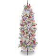 Pencil Christmas Tree,6ft Artificial PreLit Flocked Christmas Tree