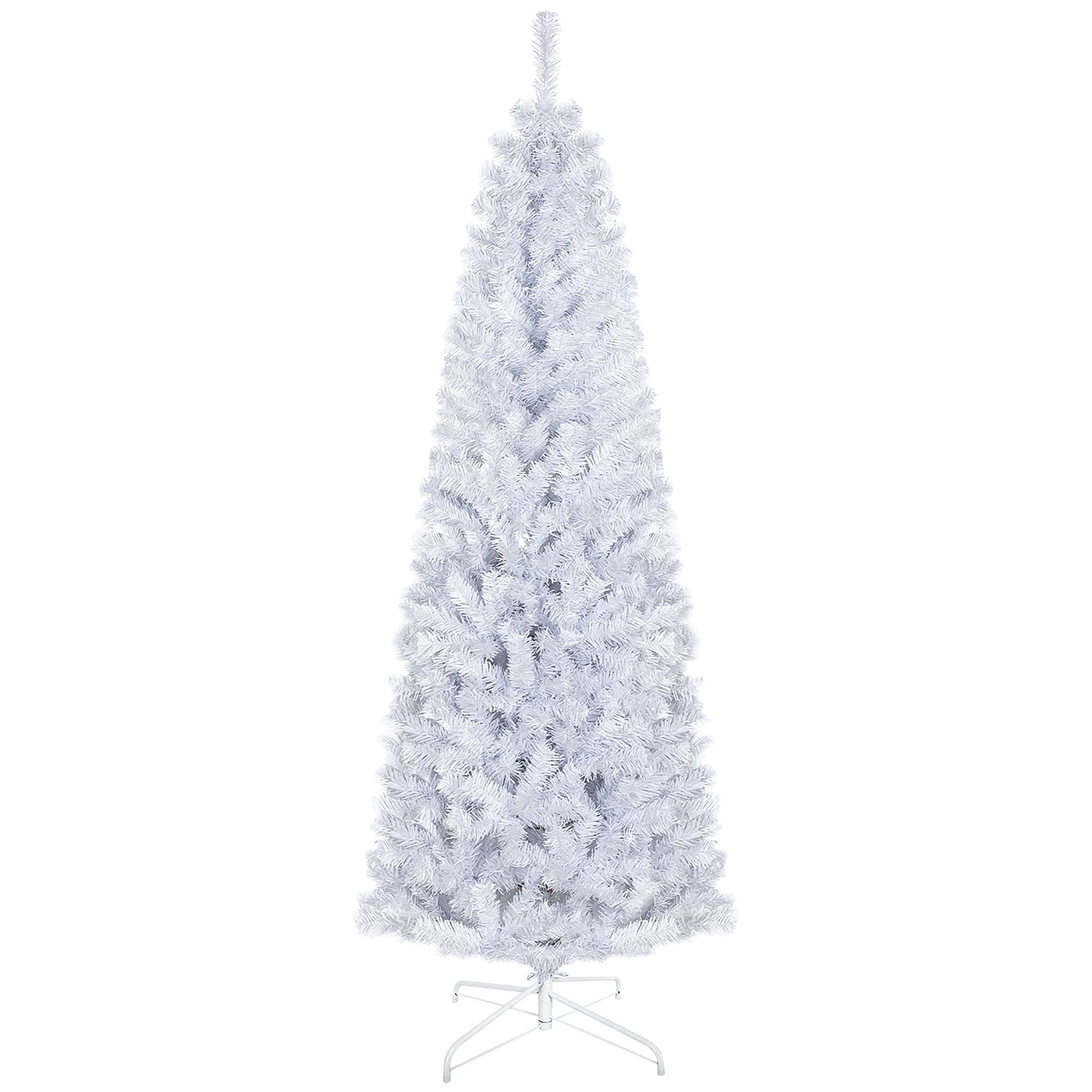 Pencil Christmas Tree, Unlit Artificial Christmas Tree Slim Douglas Fir Xmas Tree with Realistic Branches, Halloween Tree with Tips, White