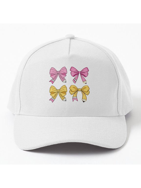 Pencil Coquette Bow Baseball Cap, Teacher Back to School Graphic Design, Classic Hat