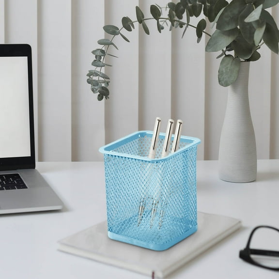Pencil Cup Square Mesh Pencil Cup Holder Pen Holder for Desk Small Desk Organizer Ideal for Office Study Makeup Tools, Teachers Students Supplies