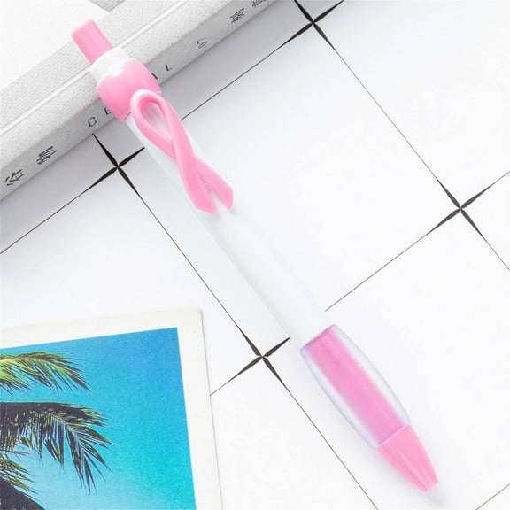 Pencil Curler Clearance! Huayishang 10 Pcs Ribbon Retractable Gel Roller Pen Breast Cancer Awareness Ribbon Pen Point Breast Cancer Pens Plastic Gel Ballpoint Pens for Women Gift 10Ml, 10*Pen Pink