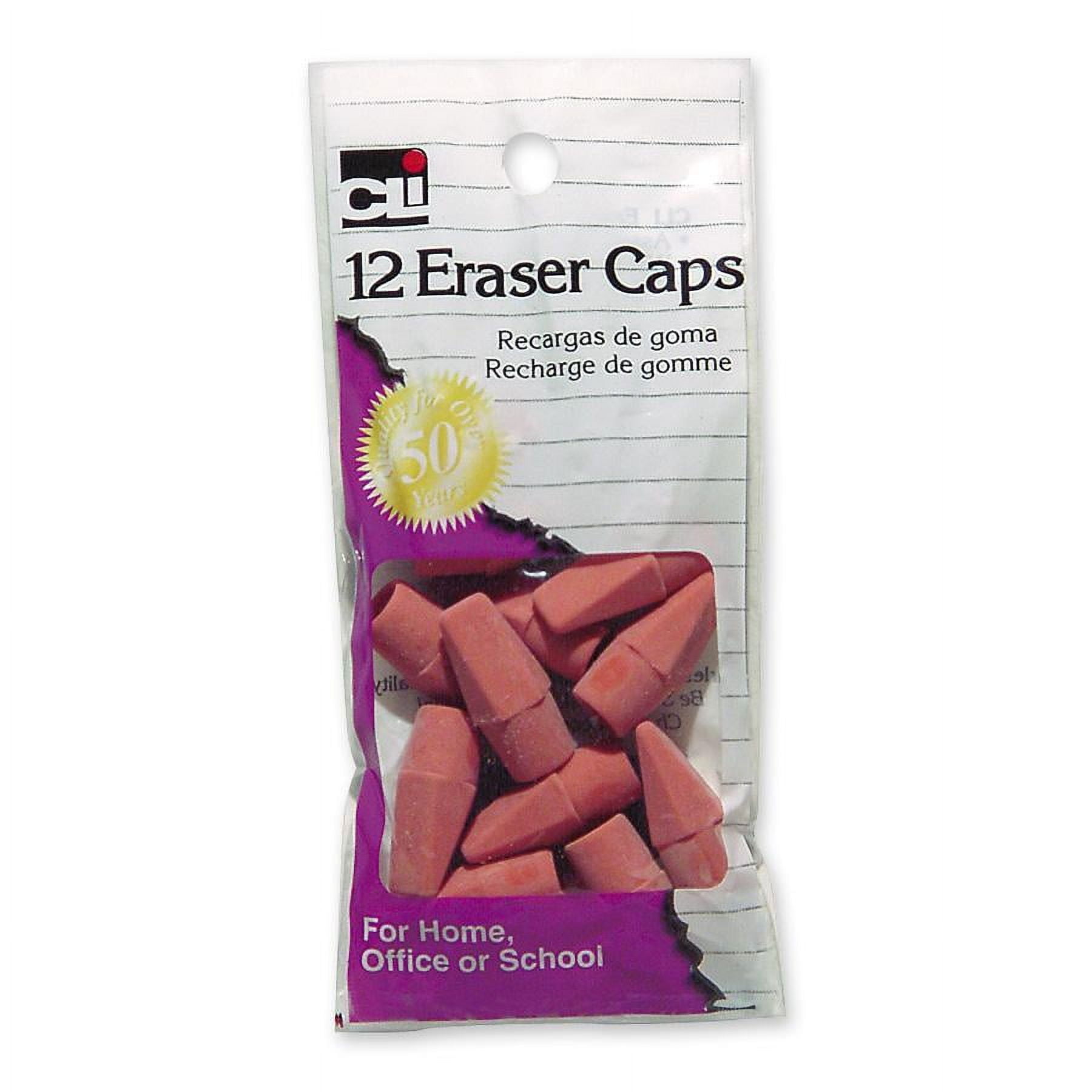 Pencil Eraser Caps, Pink, 12/Pack