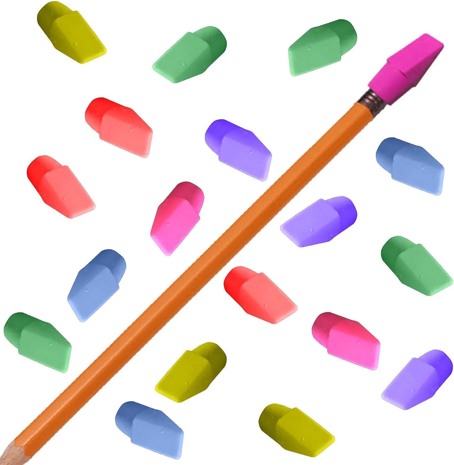 Pencil Eraser Toppers Erasers WedgeShaped School Supplies for Children, Teachers, Classroom