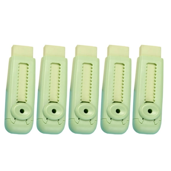 Pencil Erasers White, Tyeign 5 Piece Sliding Retractable Pencil Erasers 4 Cute Colors with Dynamic Pull Design Includes 5 Expandable Erasers And for Students And Creatives Eraser Wheel for Drill Green