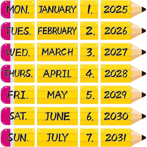 Pencil Flip Calendar Bulletin Board Set for Classroom Decorations,Classroom Calendar Flip Chart With 57 Date Cards for for to School Classroom Decoration Supplies