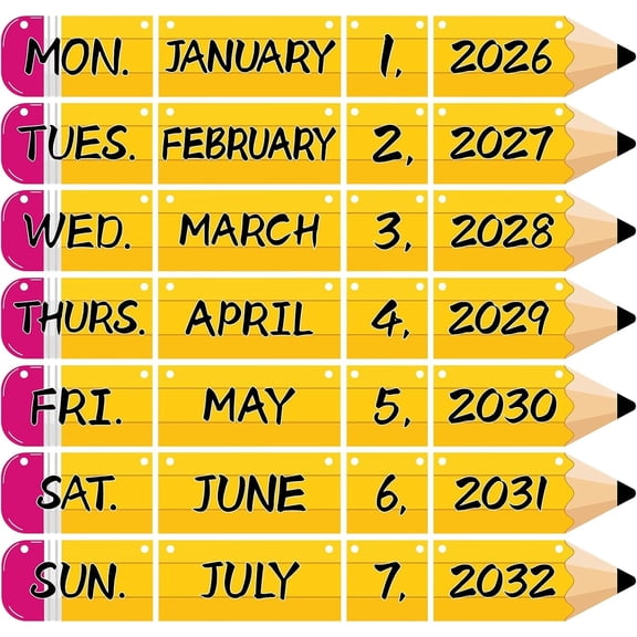 Pencil Flip Calendar Bulletin Board Set for Classroom Decorations,Classroom Calendar Flip Chart With 57 Date Cards for to School Classroom Decoration Teacher Supplies