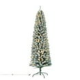 Pencil Flocked Christmas Tree with Lights, 7ft Slim Prelit Artificial