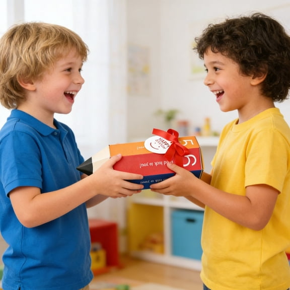 Pencil Gift Box Treat Box for Teacher Thank You, School Party Favor Box for Candy or Popcorn, Paper Classroom Gift Bag for Back to School, Graduation, Teacher Appreciation