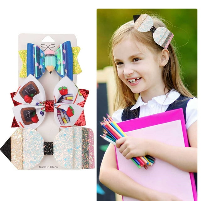 Pencil Girls Hair Ties For Back To School Kindergarten 1st Grade 2nd ...