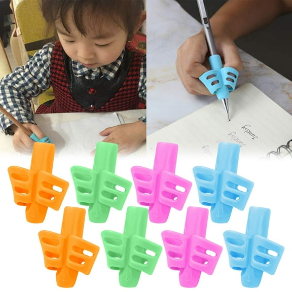 Pencil Grips,8 pc Silicone Pencil Grip Ergonomic Writing Aid Grip Trainer for Proper Pencil Posture Correction, Handwriting Practice Tool for Beginners/Left & Right Hand Writing(four color)