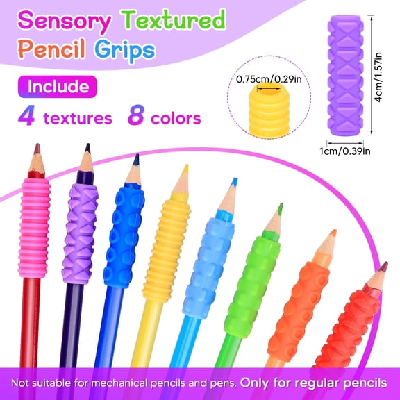 Pencil Grips for Adults – 14 Pack Rubber Ergonomic Writing Aid, Soft Textured Grip for Better Hand Control, Reduces Fatigue, Perfect for Long Writing Sessions, School or Office