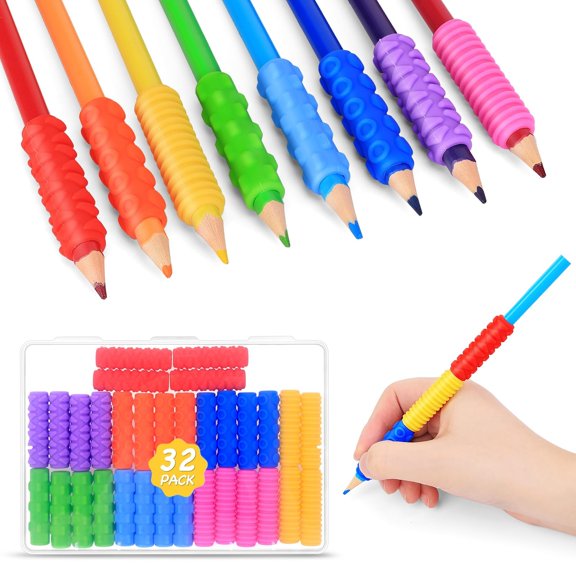 Pencil Grips Rubber Texture Assorted Colors Writing Aid for Comfortable Grip Office