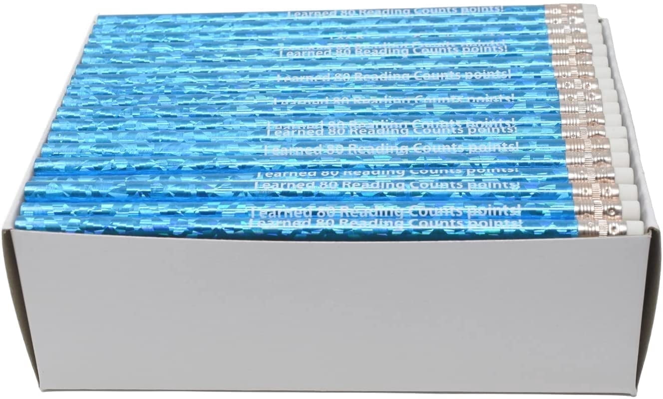 Pencil Guy Blank Glitz Round Pencils Blue, Pack of 144 Wood Pencils