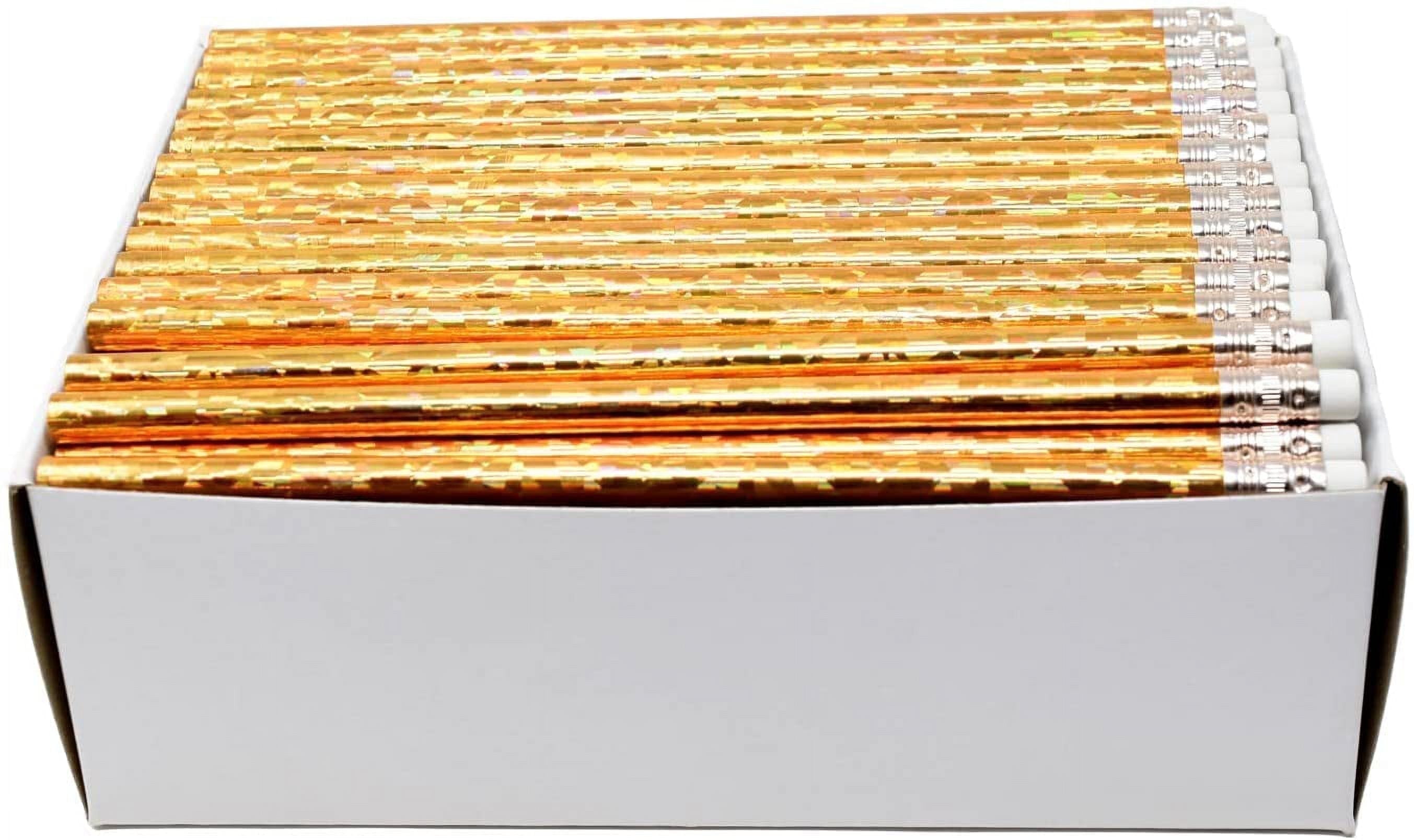 Pencil Guy Blank Glitz Round Pencils Gold #2 HB Woodcase Pack of 144 Bulk