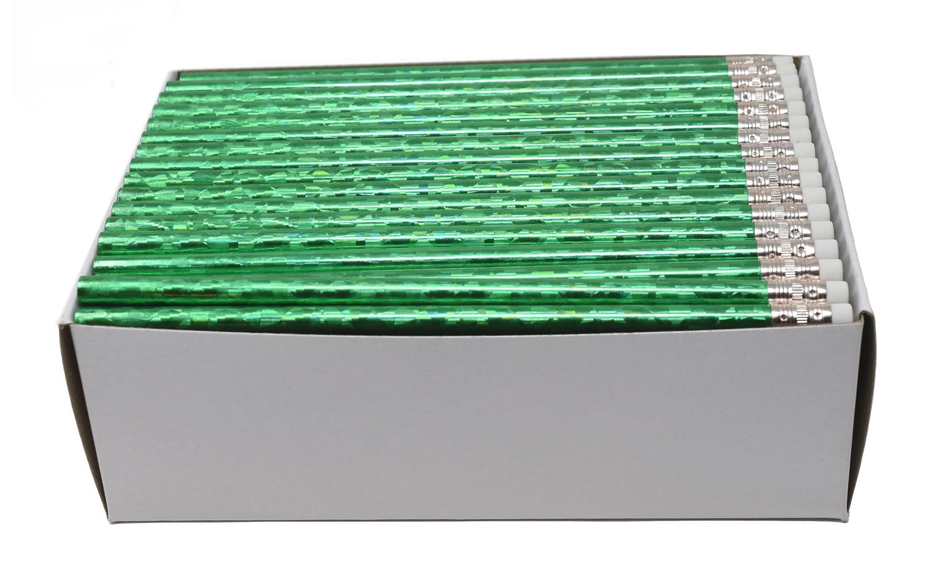 Pencil Guy Blank Glitz Round Pencils Green Pack of 144 #2 HB Woodcase Pencils