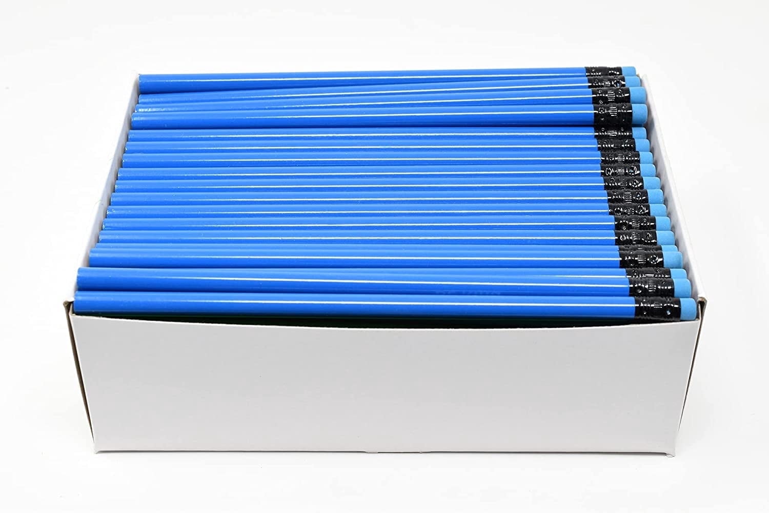 Pencil Guy Blank Neon Round Pencils Neon Blue, Pack of 144 Wood Pencils