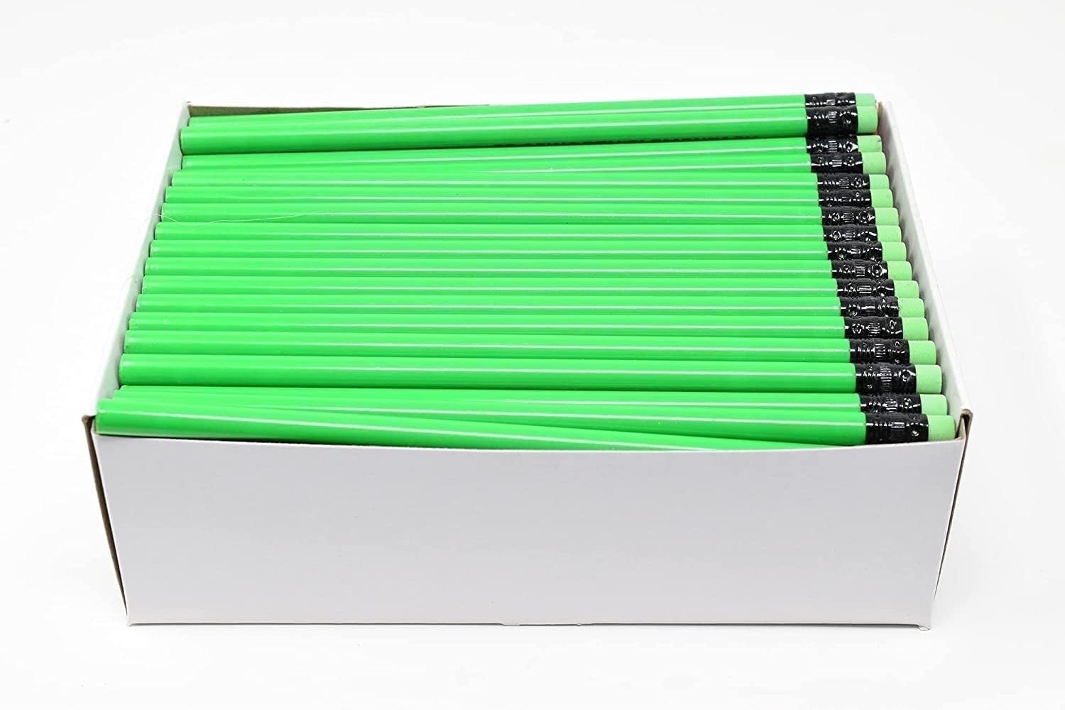 Pencil Guy Blank Neon Round Pencils Neon Green, Pack of 500 #2 HB Woodcase Pencils