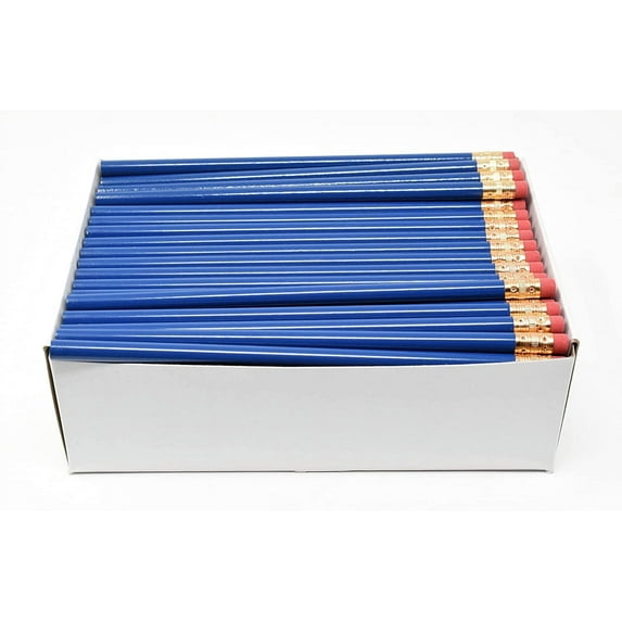 Pencil Guy Blank Round Pencils Blue, Pack of 1000 Wood Pencils