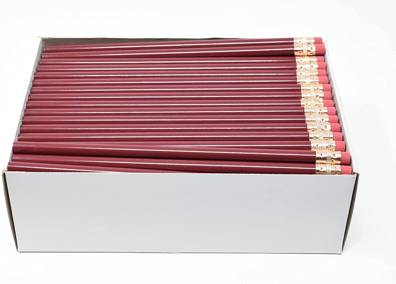 Pencil Guy Blank Round Pencils Burgundy, Pack of 1000 Wood Pencils
