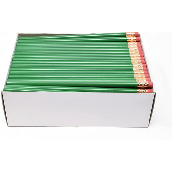 Pencil Guy Blank Round Pencils Green, Pack of 144 Wood Pencils